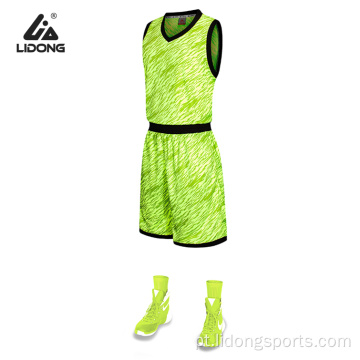 Conjunto de uniforme de basquete amarelo de design mais recente